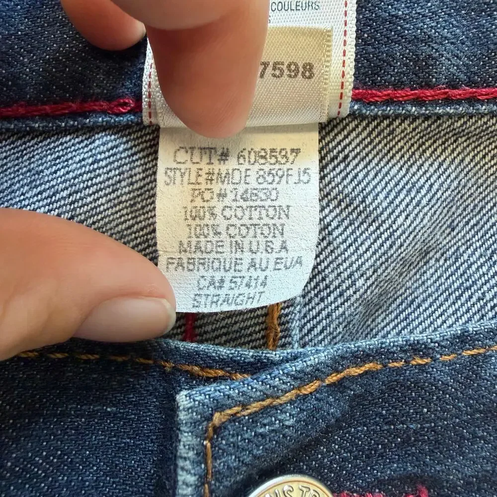 True Religion Straight Cut Denim Jeans Mens Faded Distressed Flap Pocket 40x33